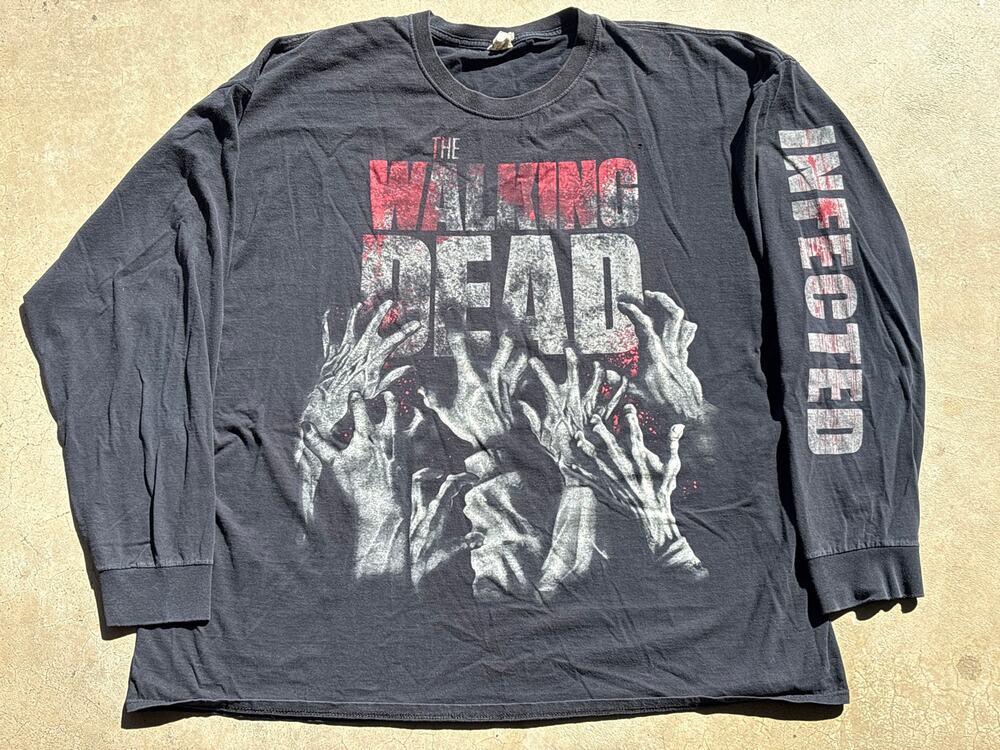 2014 The Walking Dead hands Caution I’m Infected AMC promo Long sleeve 3XL shirt